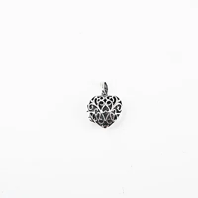 Pandantiv caseta inima broderie Argint - 1