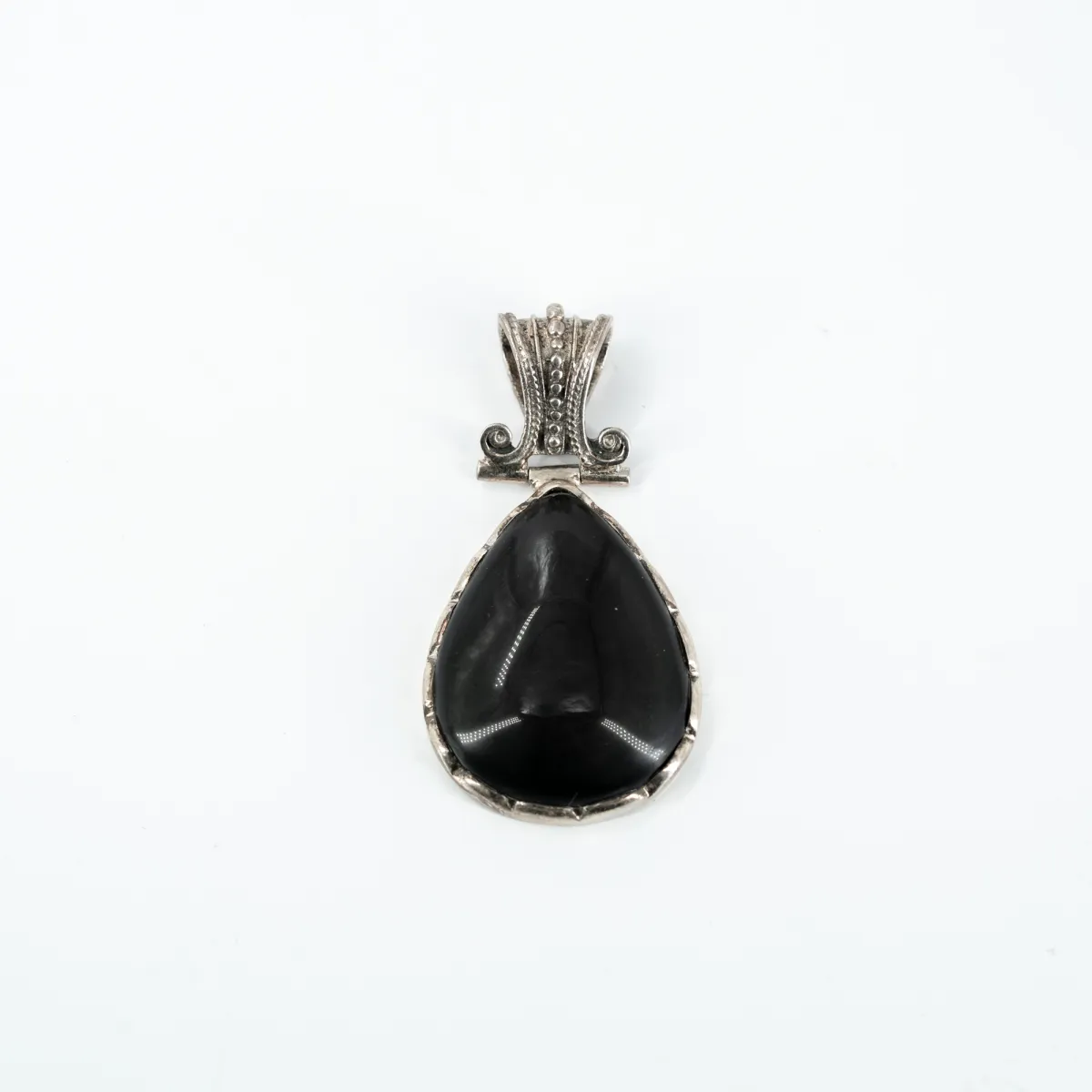 Pandantiv gotic obsidian Argint