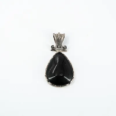 Pandantiv gotic obsidian Argint - 1