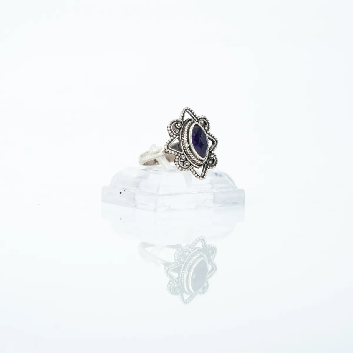 Inel xs oval floare ametist Argint