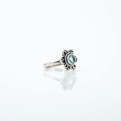 Inel xs floare topaz bleu Argint - 5