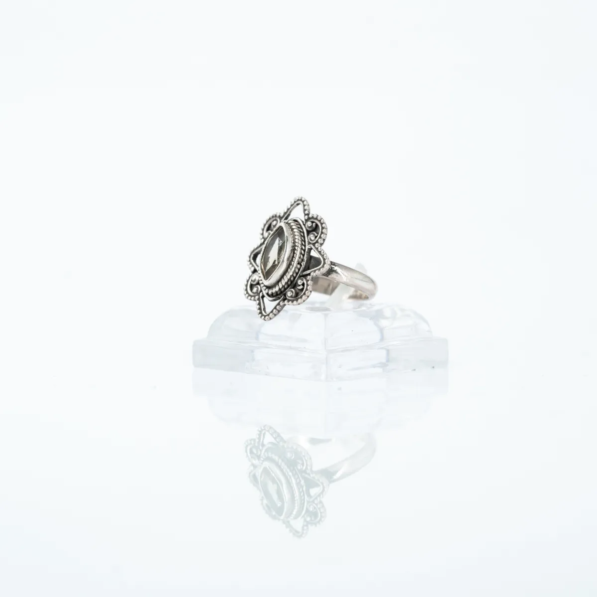 Inel xs oval floare citrin Argint