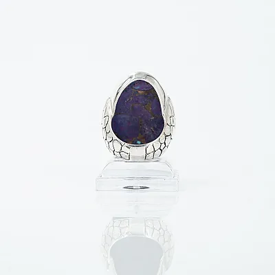 Inel oval picaturi turcoaz mov Argint - 4