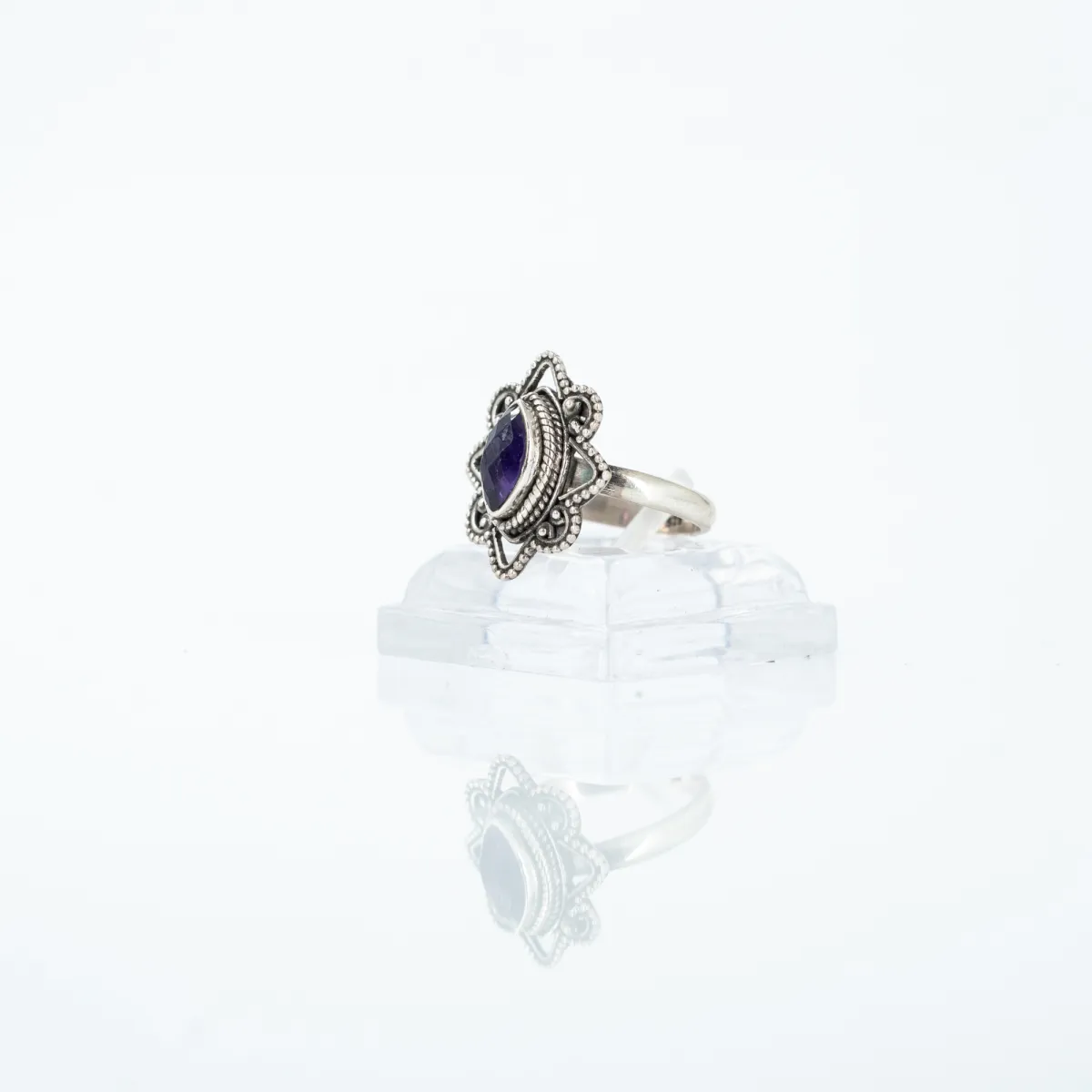 Inel xs oval floare ametist Argint