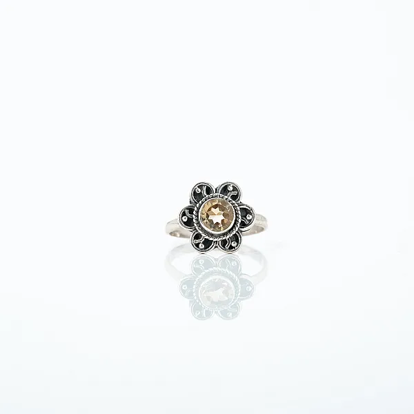 Inel xs floare citrin Argint