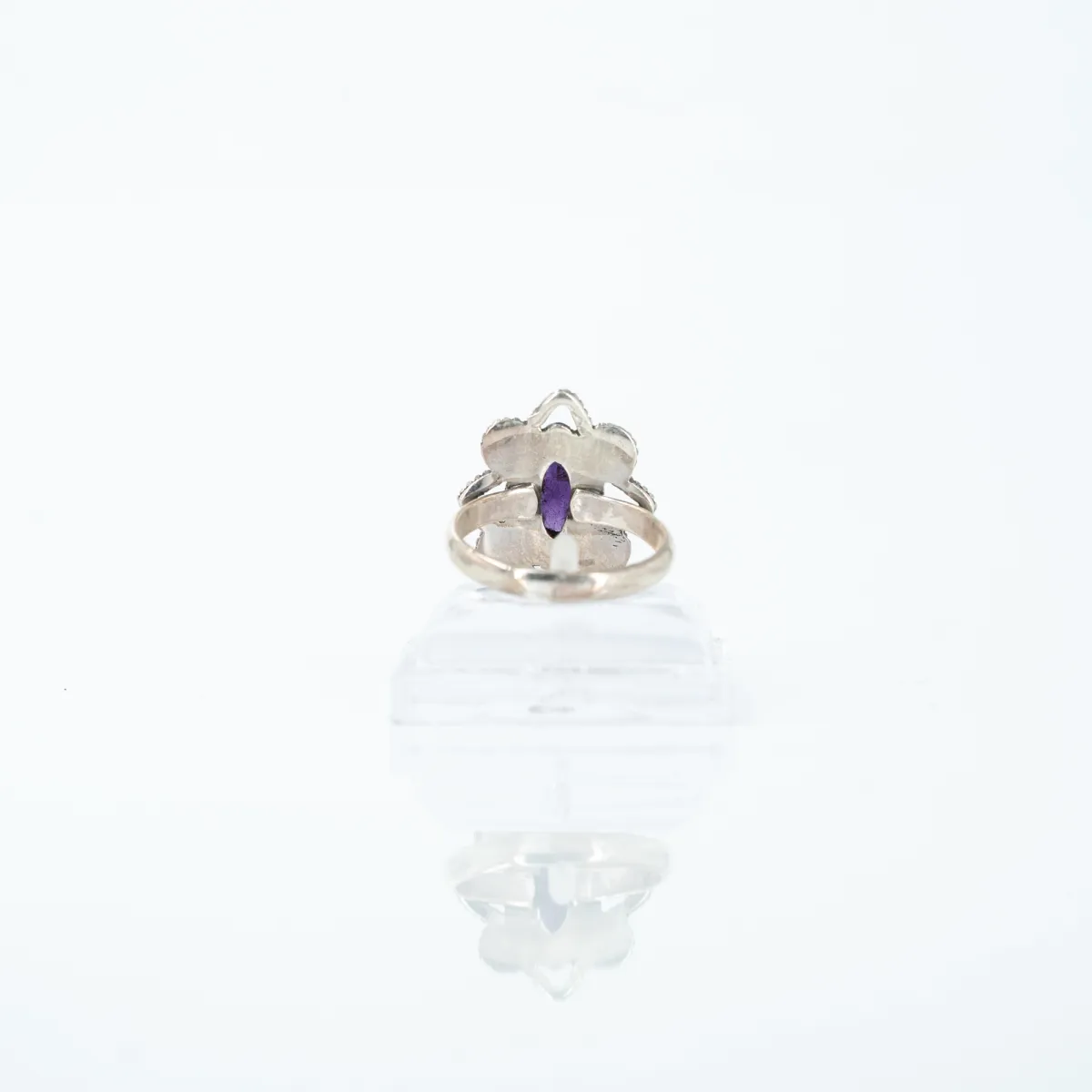 Inel xs oval floare ametist Argint