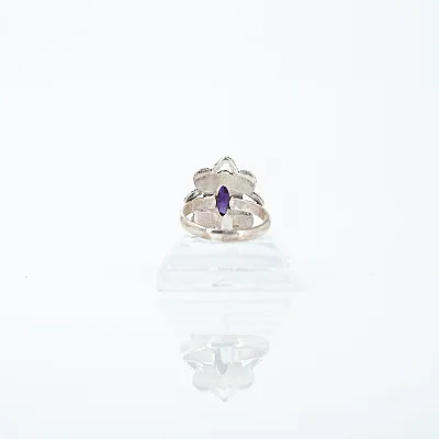 Inel xs oval floare ametist Argint - 4