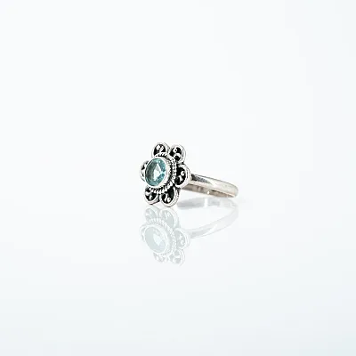 Inel xs floare topaz bleu Argint - 2