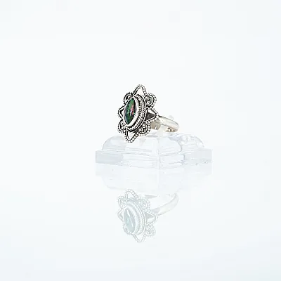 Inel xs oval floare topaz mistic Argint - 2