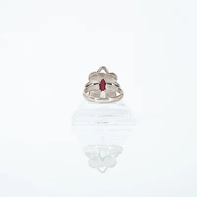 Inel xs oval floare granat Argint - 4