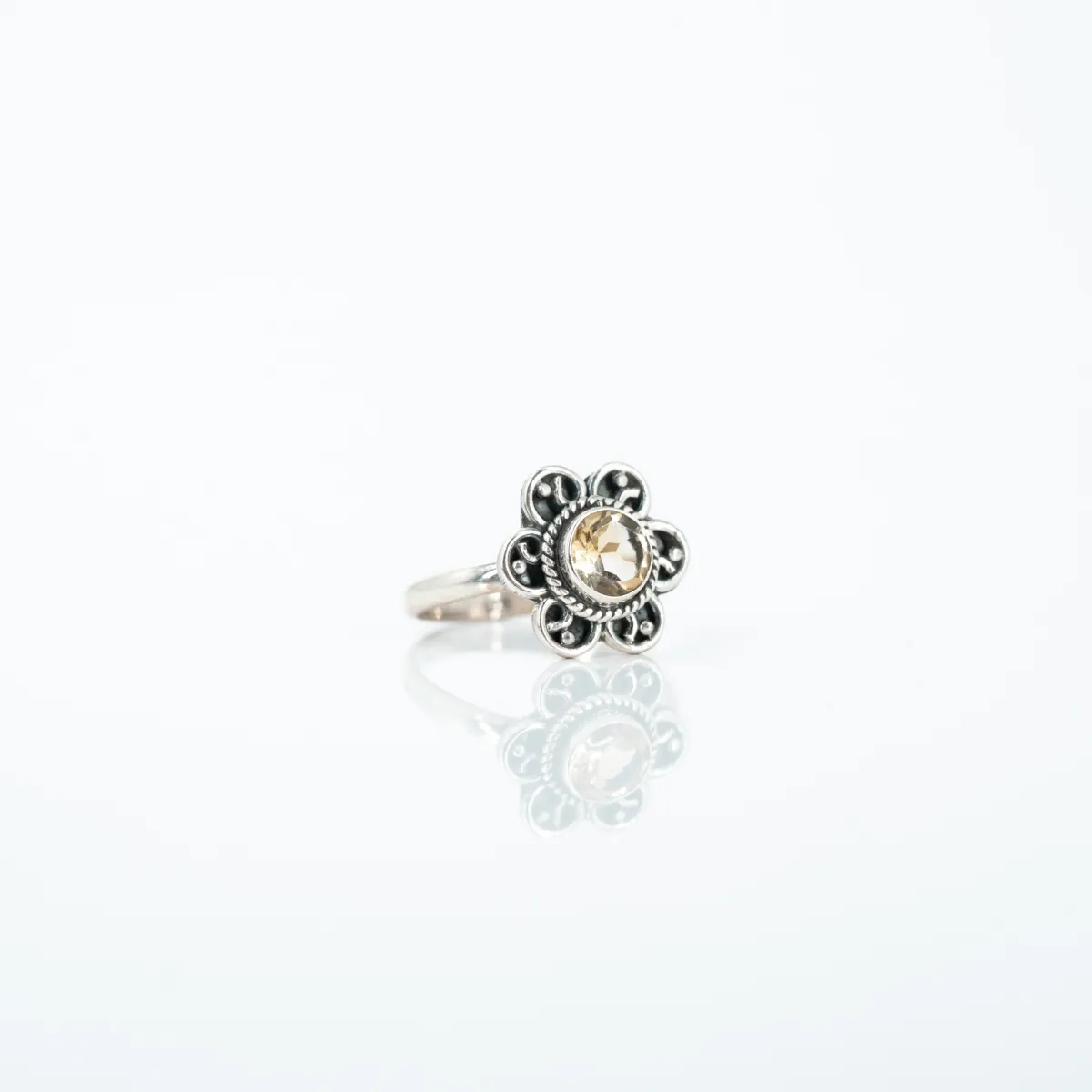 Inel xs floare citrin Argint