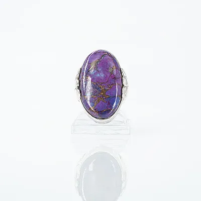 Inel oval picaturi turcoaz mov Argint - 1