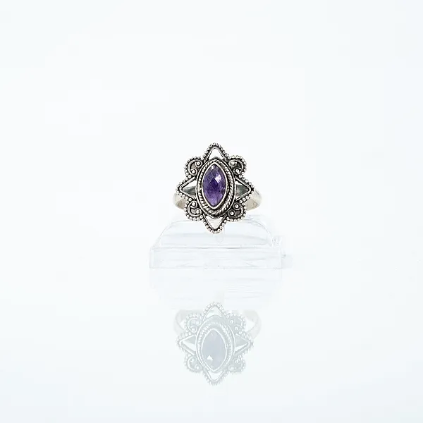 Inel xs oval floare ametist Argint