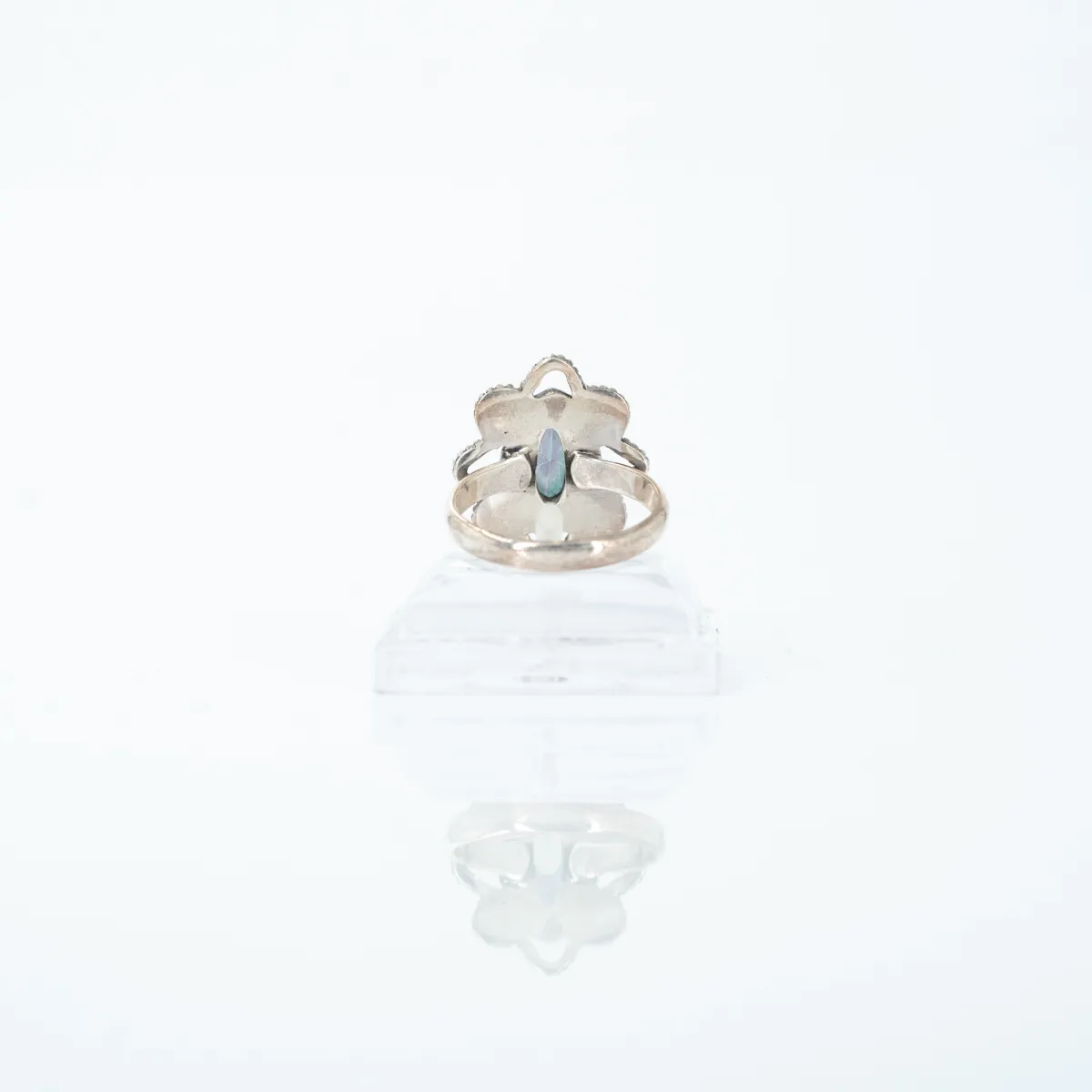 Inel xs oval floare topaz mistic Argint