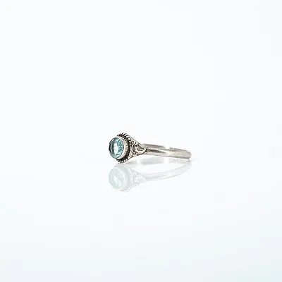 Inel rotund piatra naturala topaz bleu Argint - 2