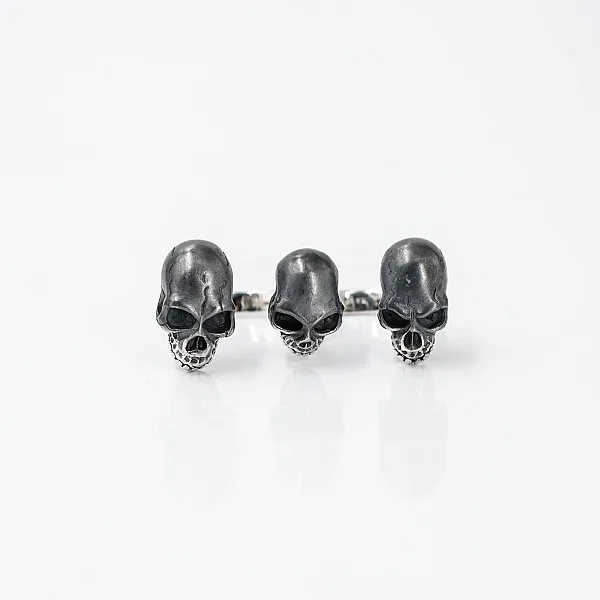 Inel trio capete de mort Argint