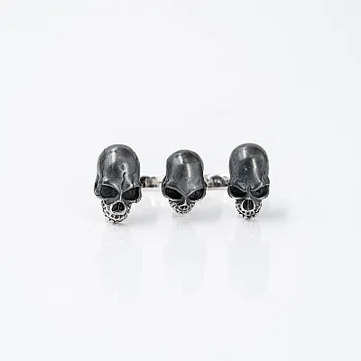 Inel trio capete de mort Argint - 1