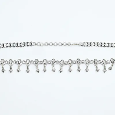 Colier etnic bulbi de flori India Argint - 3