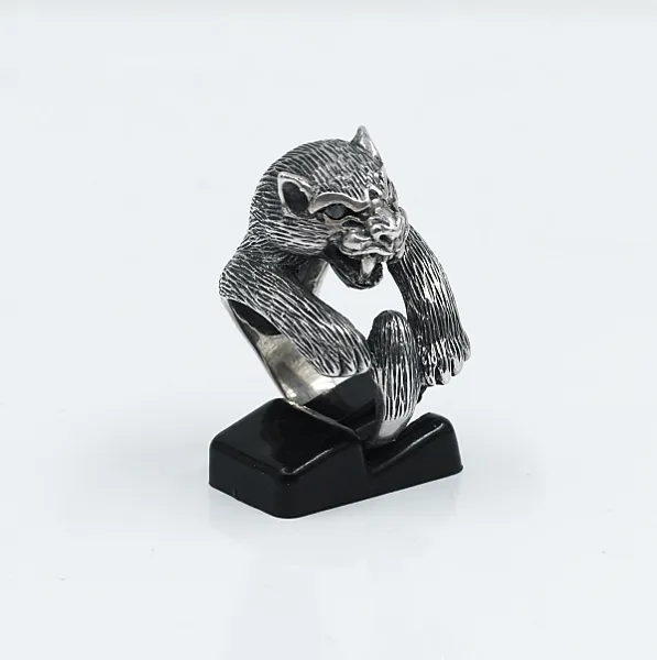 Inel pantera c.z.negru Argint