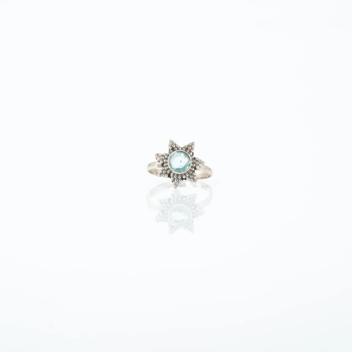 Inel stea piatra naturala topaz bleu Argint