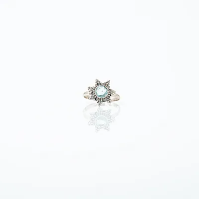 Inel stea piatra naturala topaz bleu Argint - 1