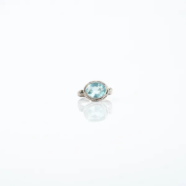 Inel oval val topaz bleu Argint