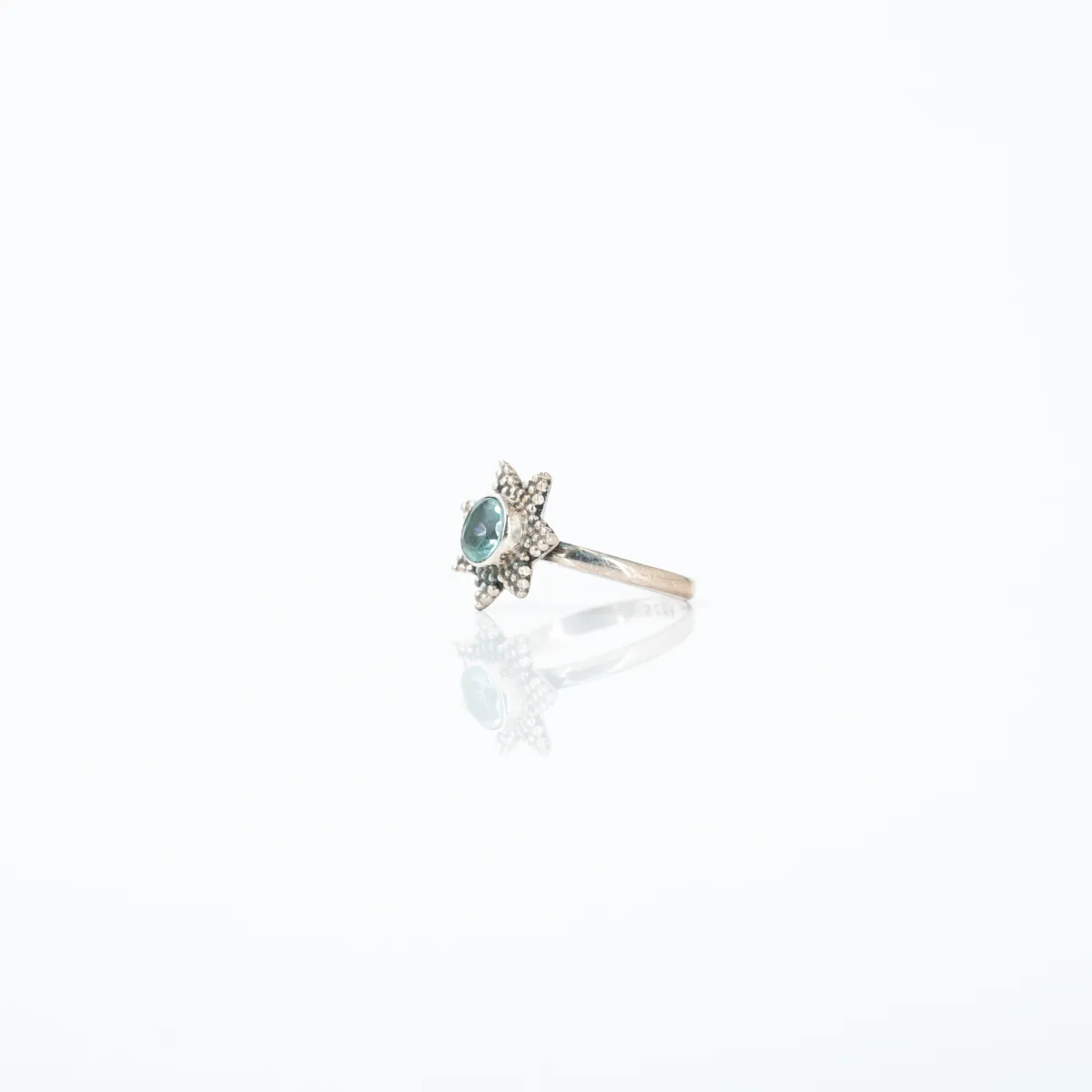 Inel stea piatra naturala topaz bleu Argint