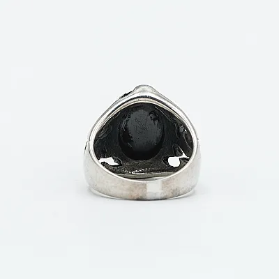 Inel oval in flacari onix Argint - 4