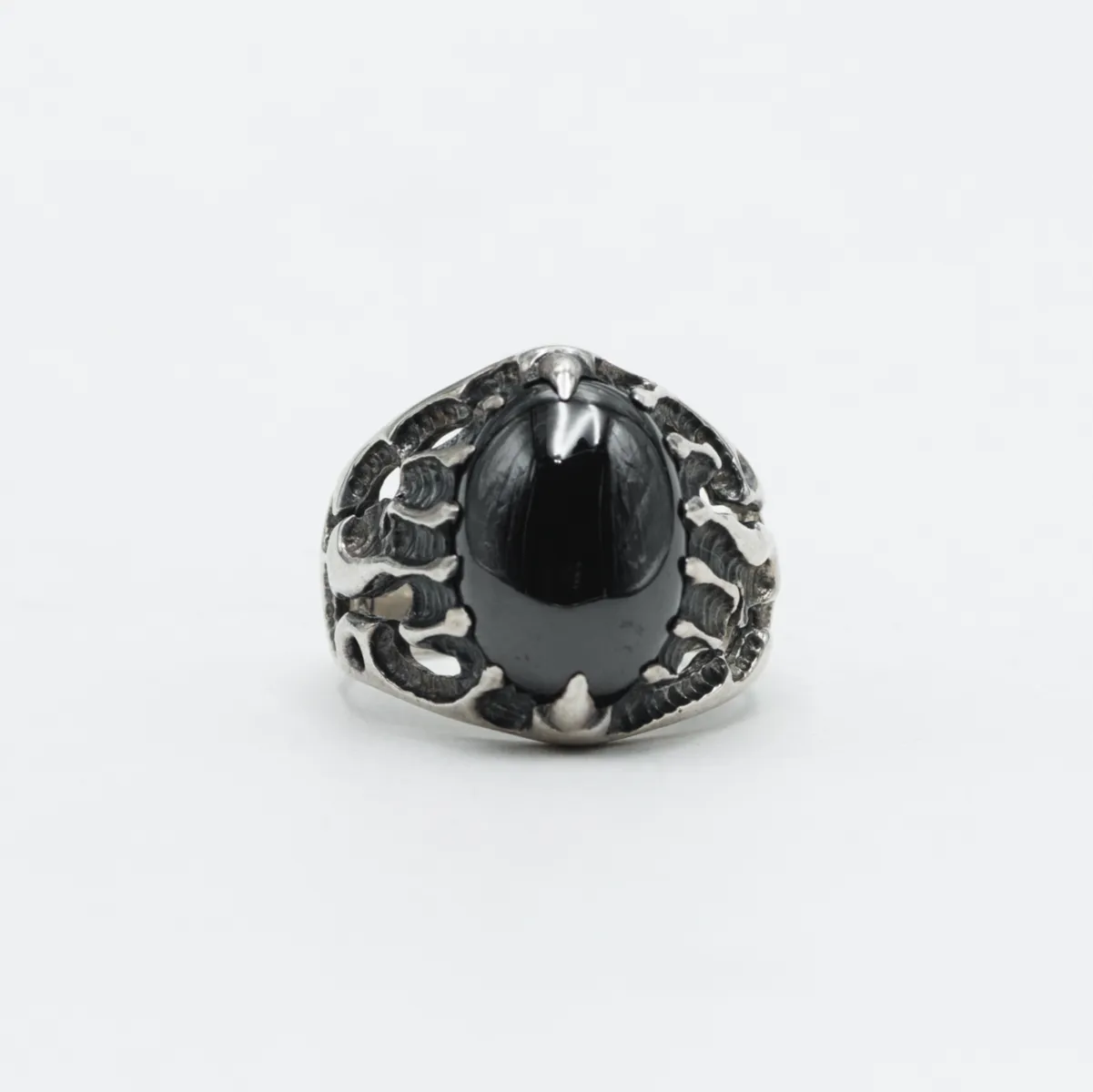 Inel oval in flacari onix Argint