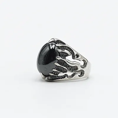 Inel oval in flacari onix Argint - 2