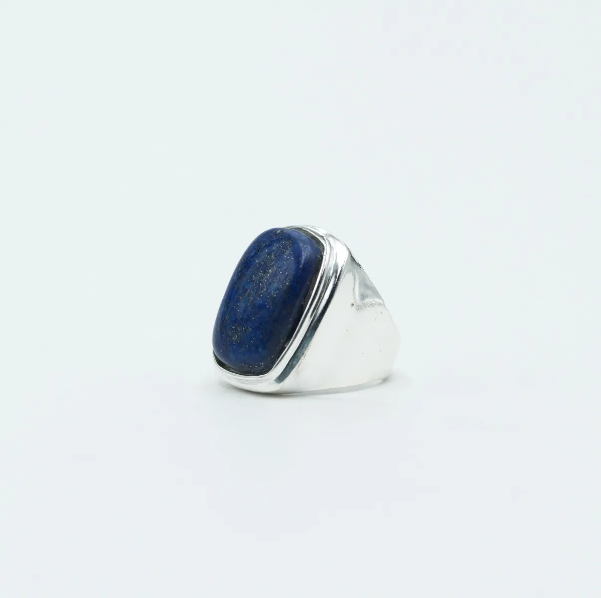 Inel dreptunghiular bombat lapis lazuli Argint
