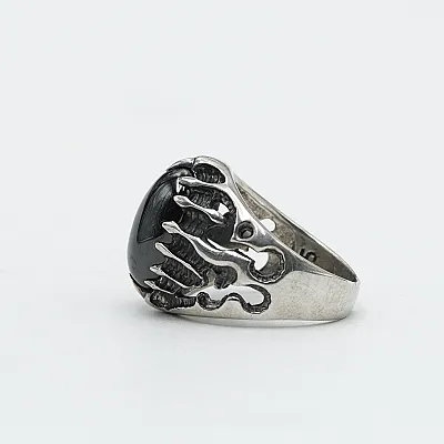 Inel oval in flacari onix Argint - 3