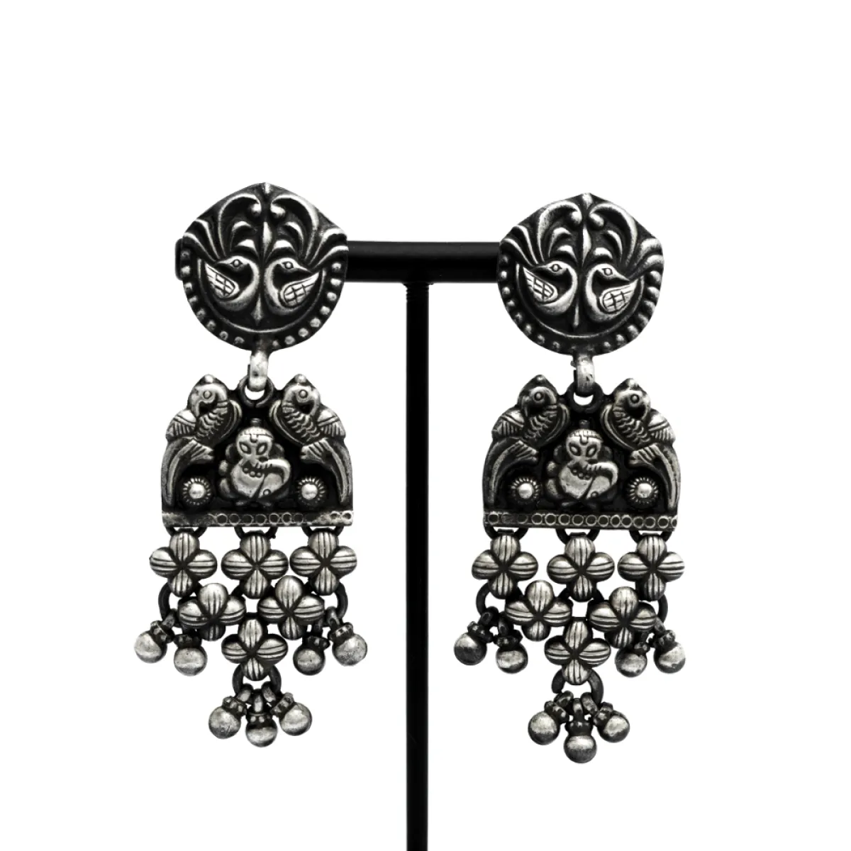 Cercei etnici pauni Ganesha India Argint