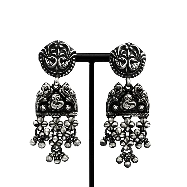 Cercei etnici pauni Ganesha India Argint
