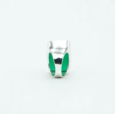 Inel dreptunghiular rotund l agat.verde Argint - 4