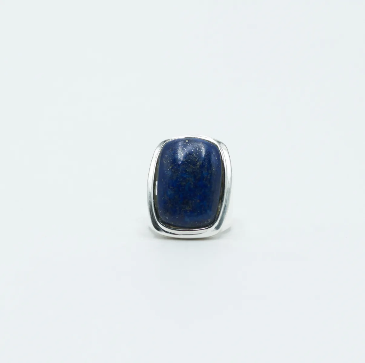 Inel dreptunghiular bombat lapis lazuli Argint