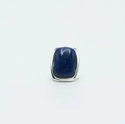 Inel dreptunghiular bombat lapis lazuli Argint - 1
