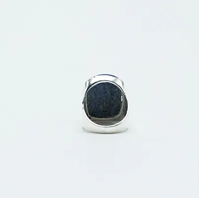 Inel dreptunghiular bombat lapis lazuli Argint - 4