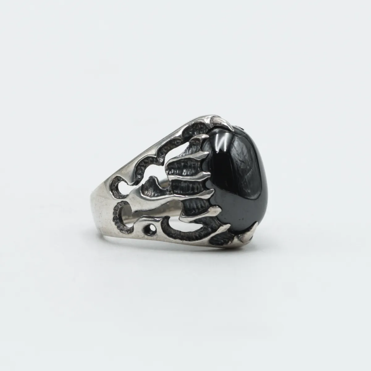Inel oval in flacari onix Argint
