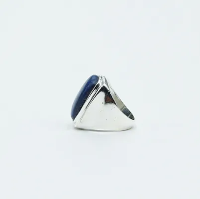 Inel dreptunghiular bombat lapis lazuli Argint - 3
