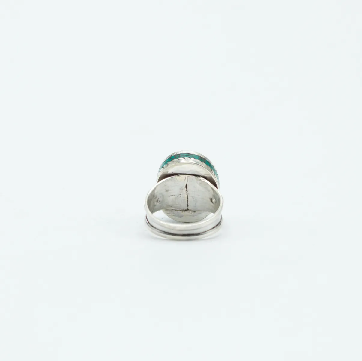 Inel Nepal oval floare turcoaza Argint