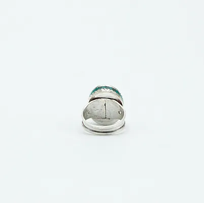 Inel Nepal oval floare turcoaza Argint - 4
