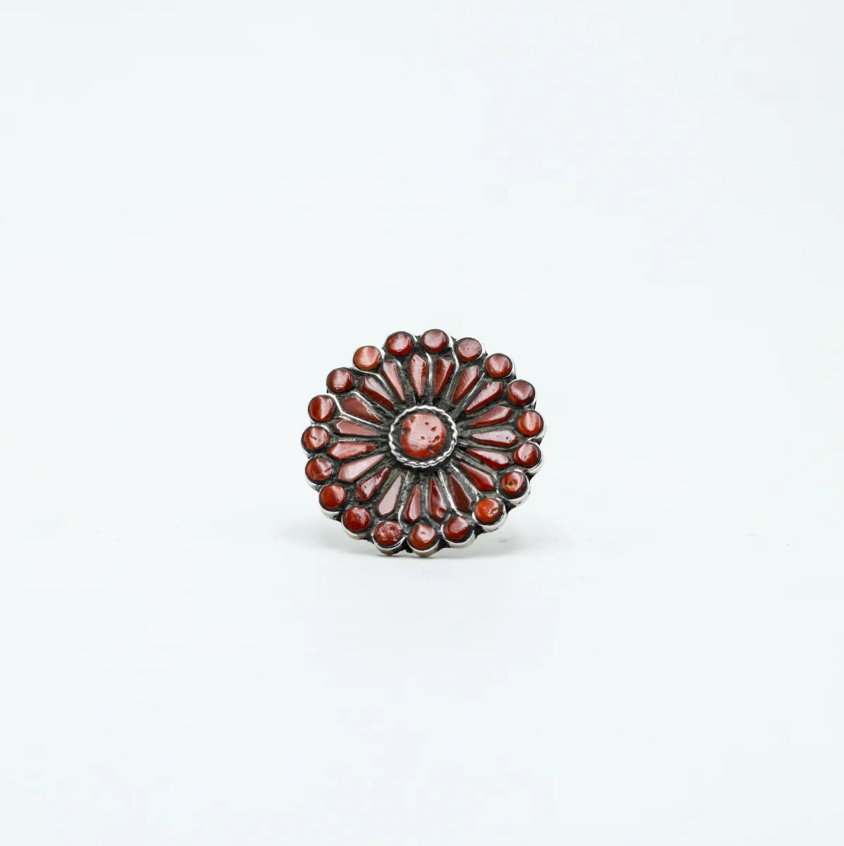 Inel floare 3.6cm coral Argint