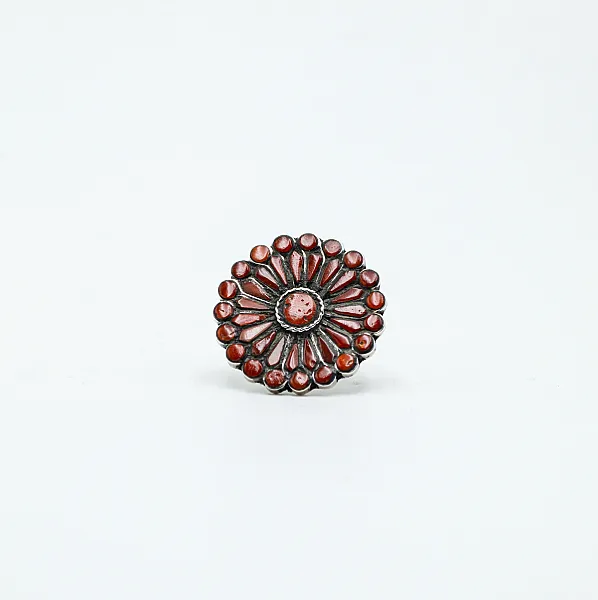Inel floare 3.6cm coral Argint