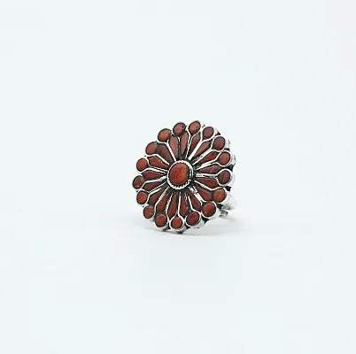 Inel floare 3cm coral Argint - 2