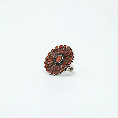 Inel floare 3.6cm coral Argint - 2