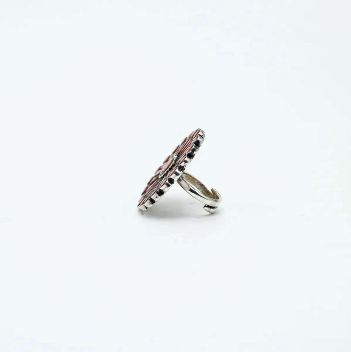 Inel floare 3.6cm coral Argint