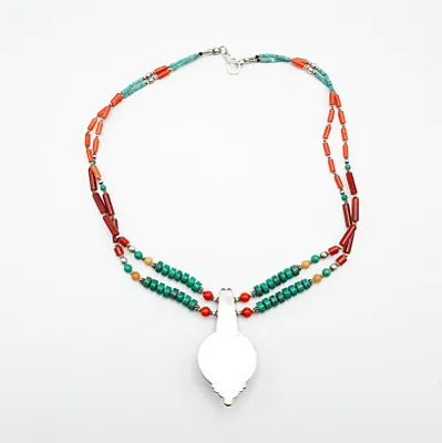 Colier Nepal soare coral chihlimbar Argint - 3