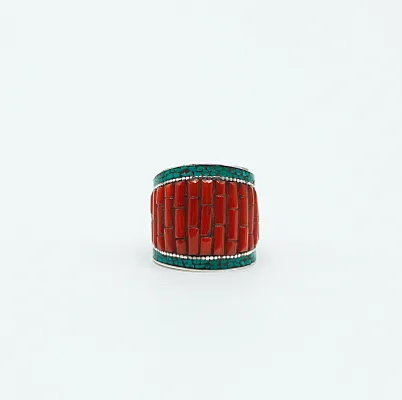 Inel Nepal lat bete de coral Argint - 1