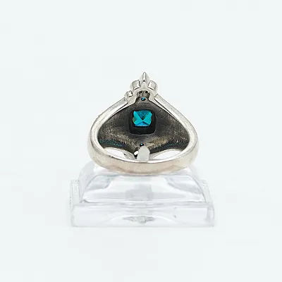 Inel cruce crin imperial c.z bleu Argint - 4